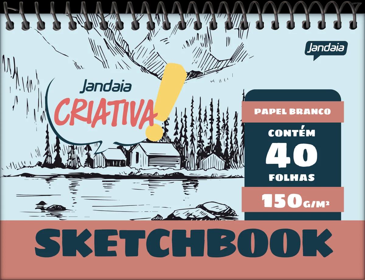 CADERNO ESPIRAL TOPO HORIZONTAL CAPA DURA SKETCHBOOK 40 FOLHAS - JANDAIA CRIATIVA