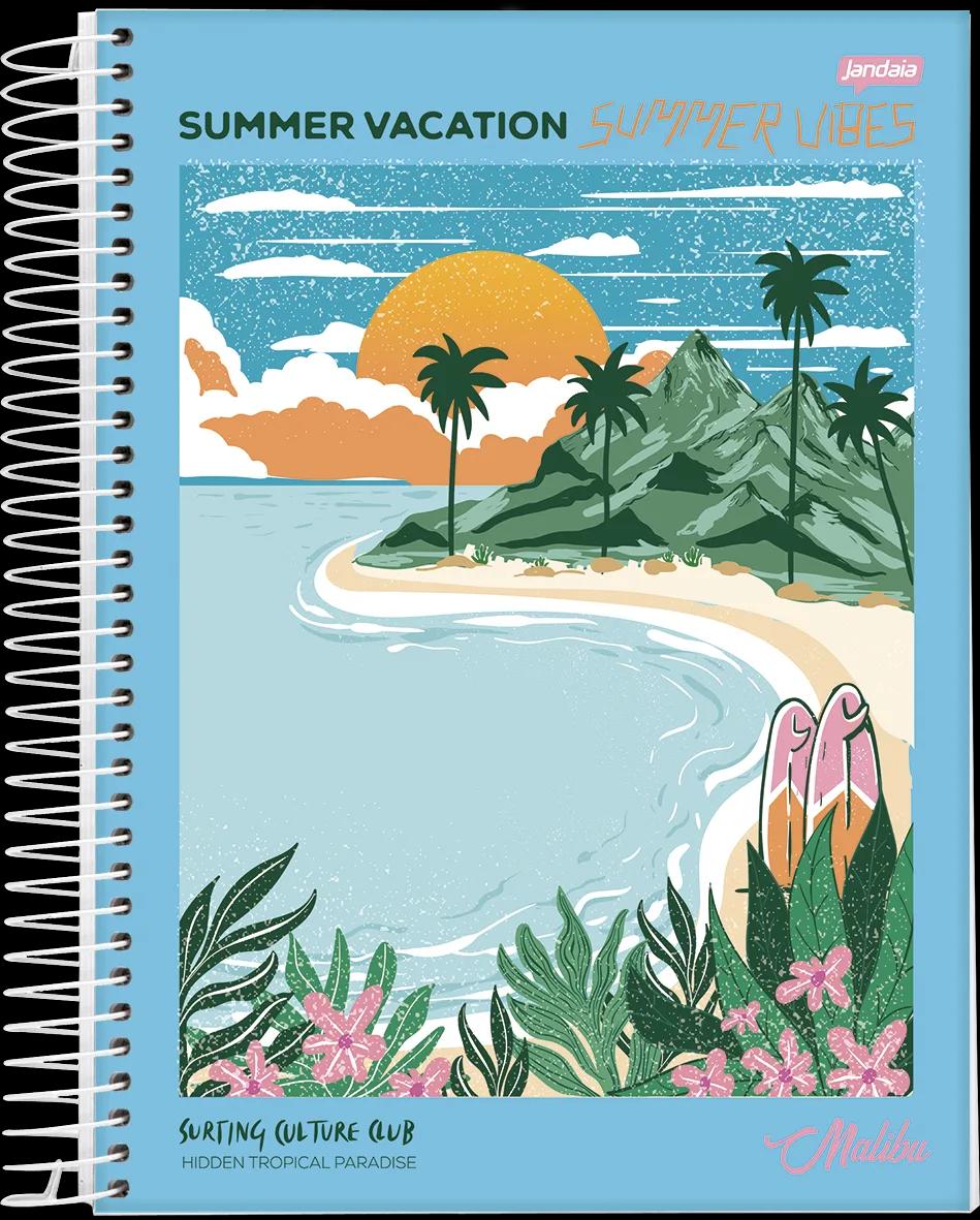 CADERNO ESPIRAL UNIVERSITÁRIO CAPA DURA 01 MATÉRIA 80 FOLHAS -  CALI E MALIBU — miniatura 3