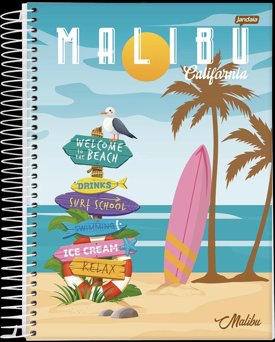 CADERNO ESPIRAL UNIVERSITÁRIO CAPA DURA 10 MATÉRIAS  200 FOLHAS -  CALI E MALIBU — miniatura 4