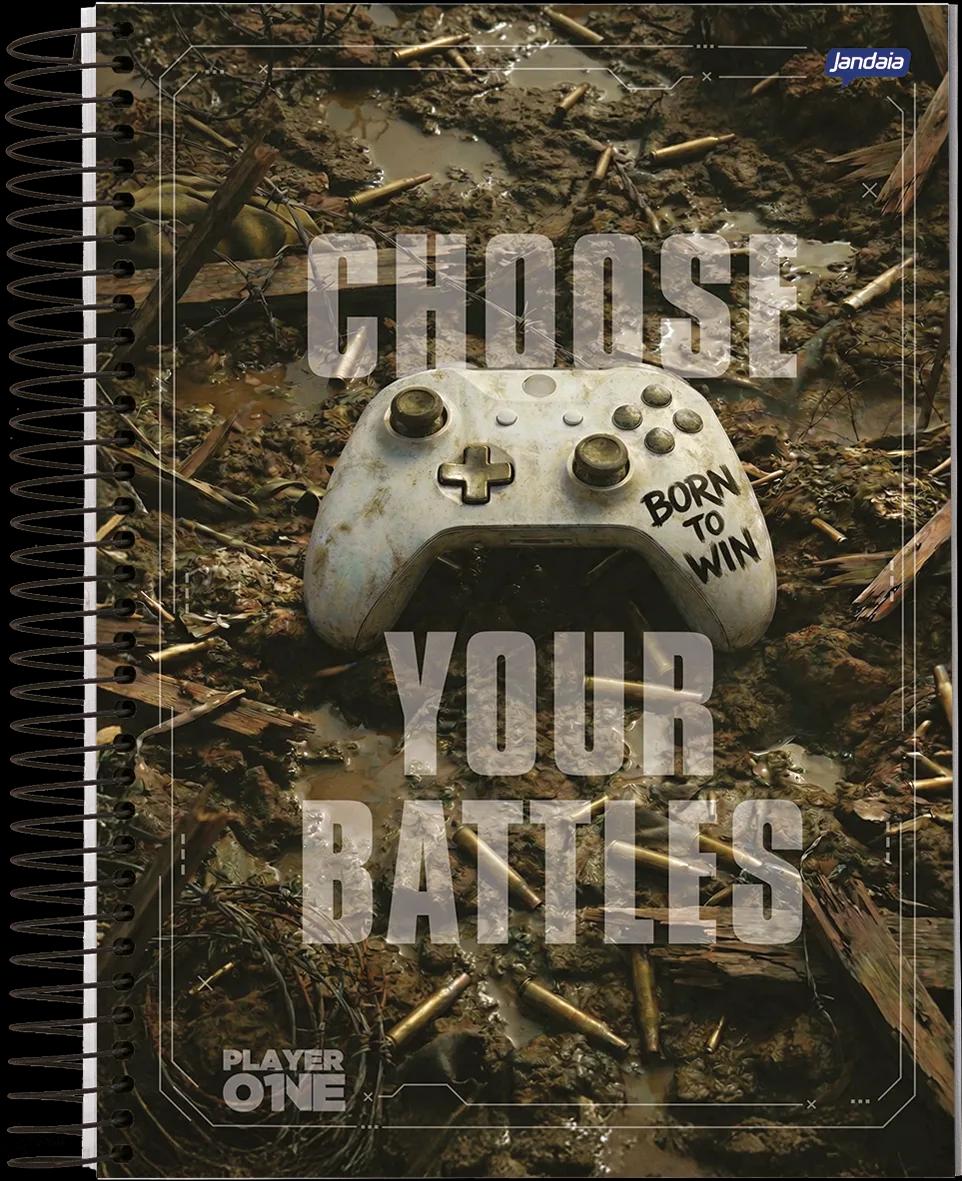 CADERNO ESPIRAL UNIVERSITÁRIO CAPA DURA 20 MATÉRIAS 320 FOLHAS -  PLAYER ONE