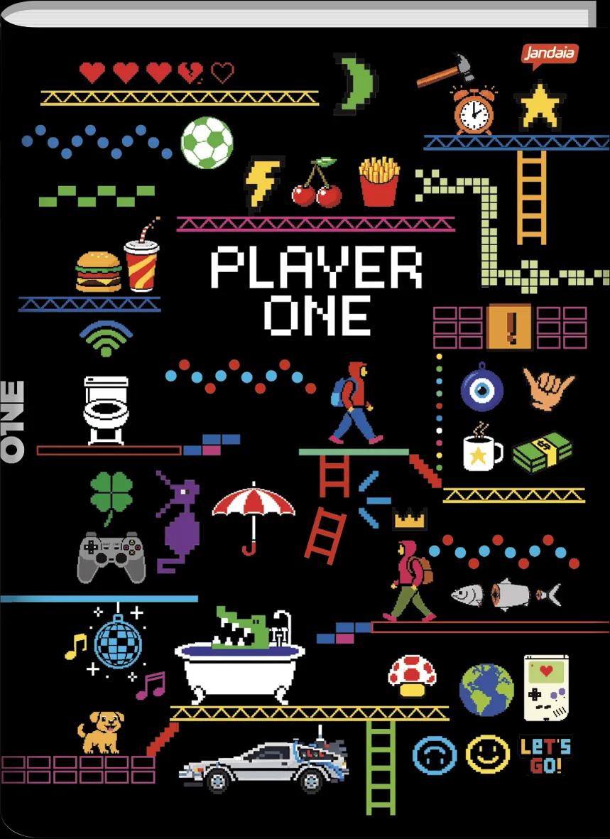 CADERNO BROCHURA 1/4 CAPA DURA 80 FOLHAS - PLAYER ONE — miniatura 3