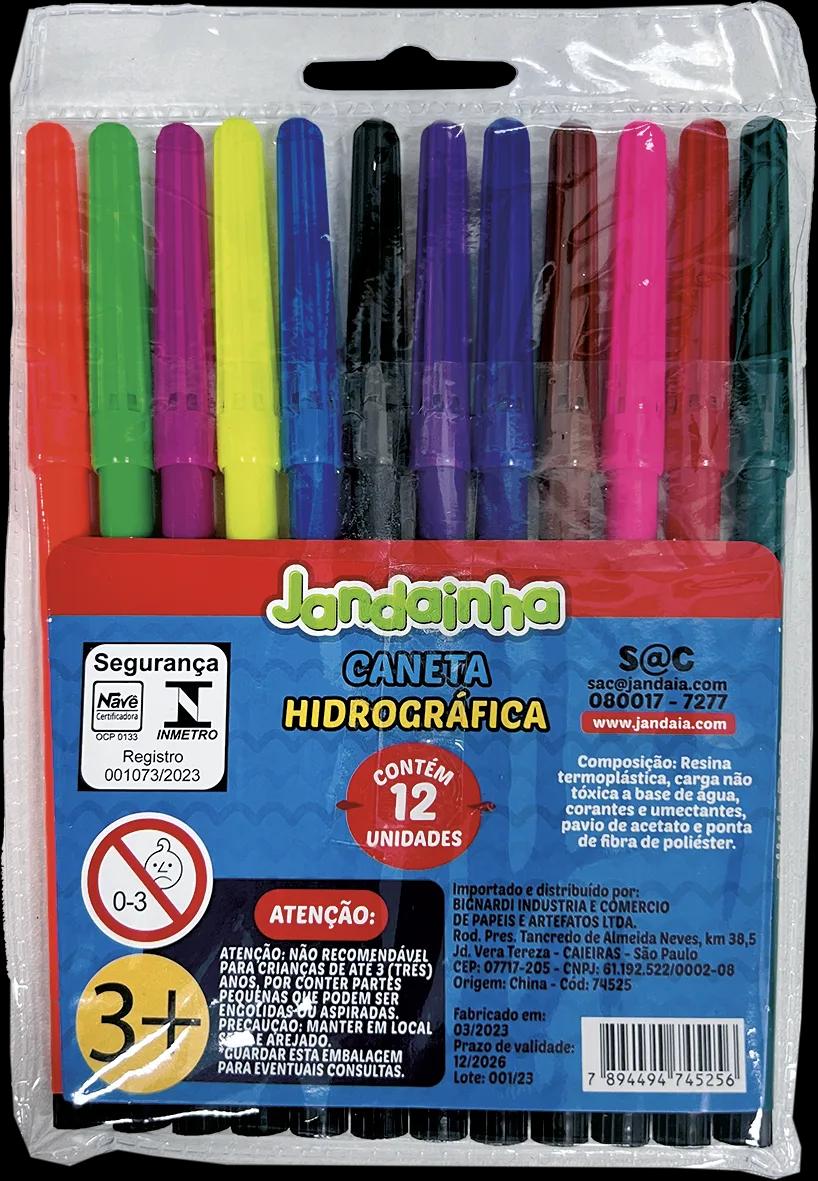 CANETA HIDROGRAFICA 12 CORES - JANDAINHA