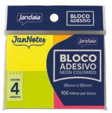 BLOCO ADESIVO 38X50 NEON 100 FOLHAS - JANNOTES