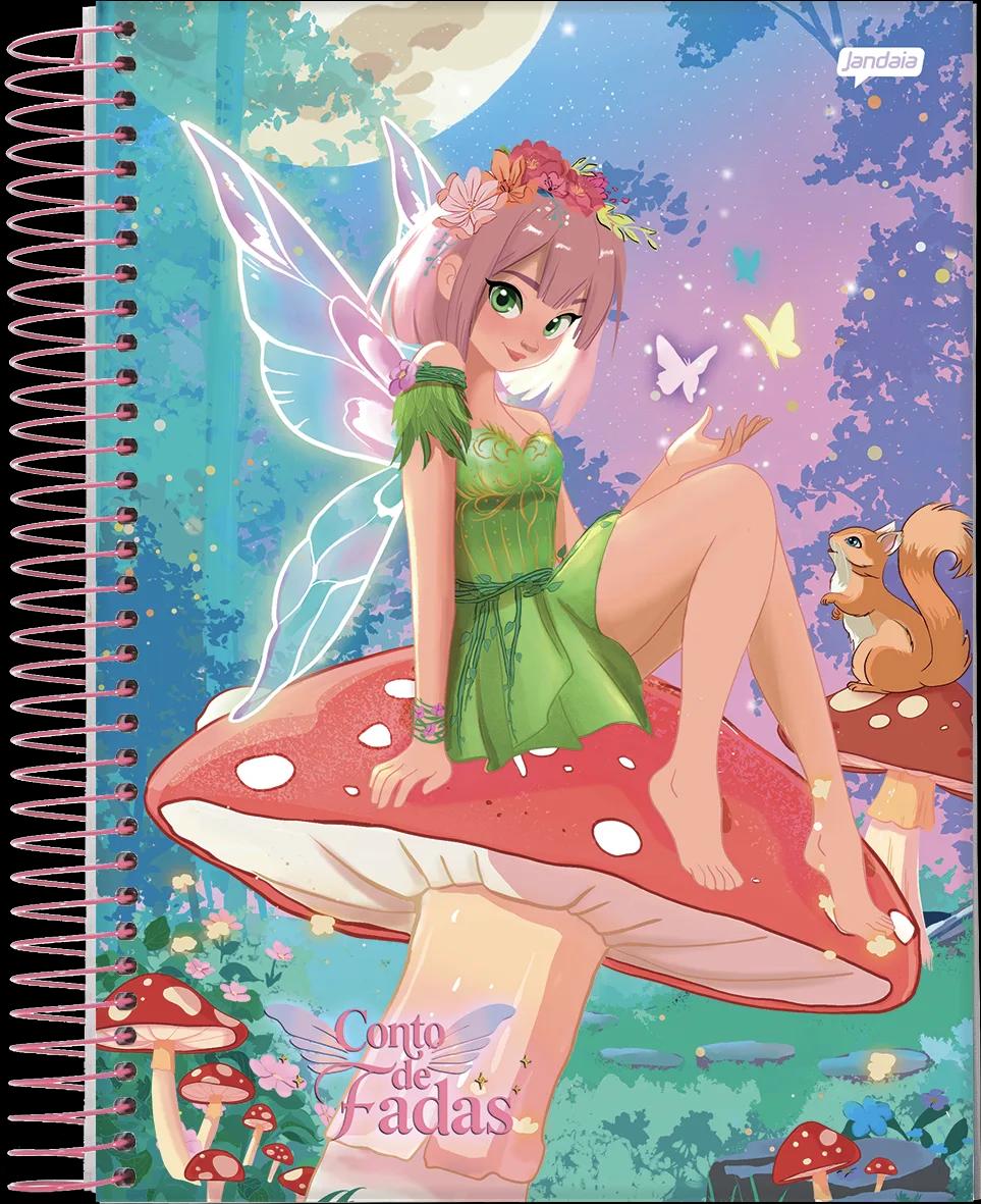 CADERNO ESPIRAL UNIVERSITÁRIO CAPA DURA 12 MATÉRIAS 192 FOLHAS -  CONTO DE FADAS