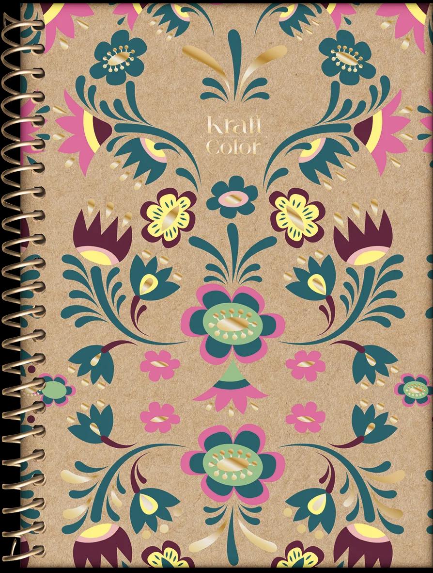 CADERNO ESPIRAL CAPA DURA 10 MATÉRIAS COLLEGE - KRAFT COLOR