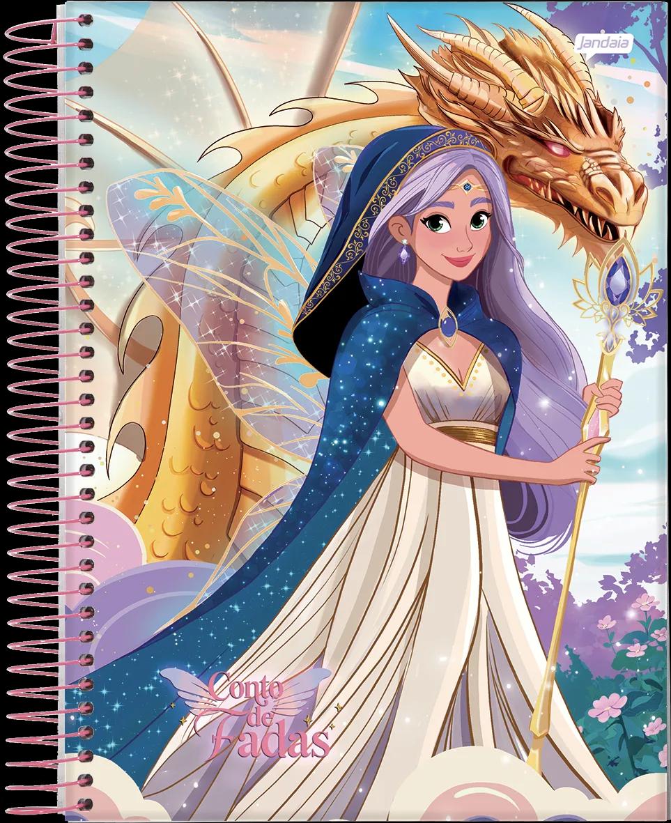 CADERNO ESPIRAL 1/4 CAPA DURA 80 FOLHAS - CONTO DE FADAS